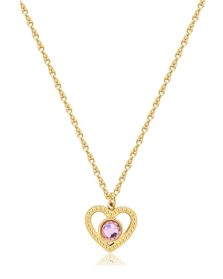 S`Agapõ Něžný pozlacený náhrdelník Srdíčko s krystalem Lucky Light SKT36 - Náhrdelníky