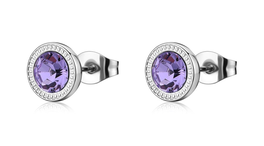 S´Agapo Ocelové pecky s fialovým krystalem Lucky Light SKT68