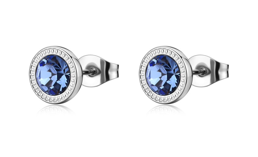 S´Agapo Ocelové pecky se světle modrým krystalem Lucky Light SKT66 - Náušnice Pecky