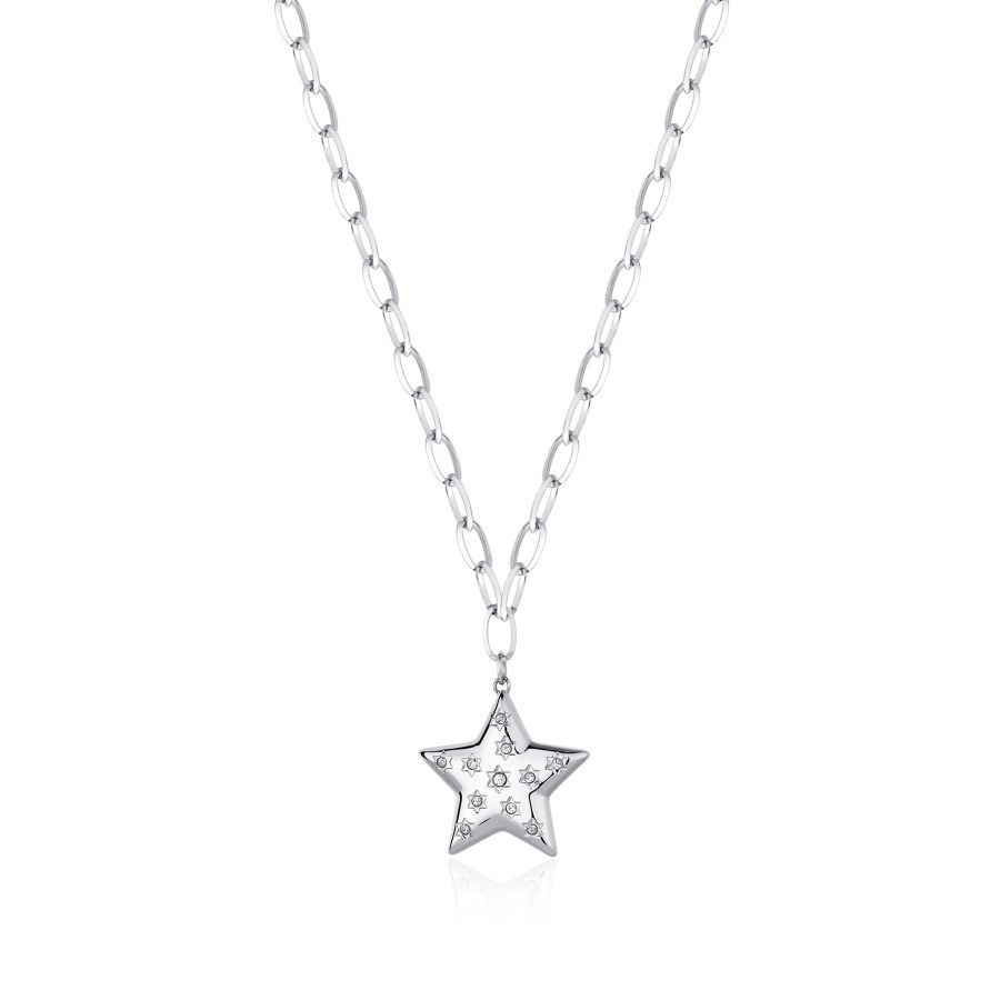 S`Agapõ Ocelový náhrdelník Hvězda s krystaly Stellar SSE02 - Náhrdelníky