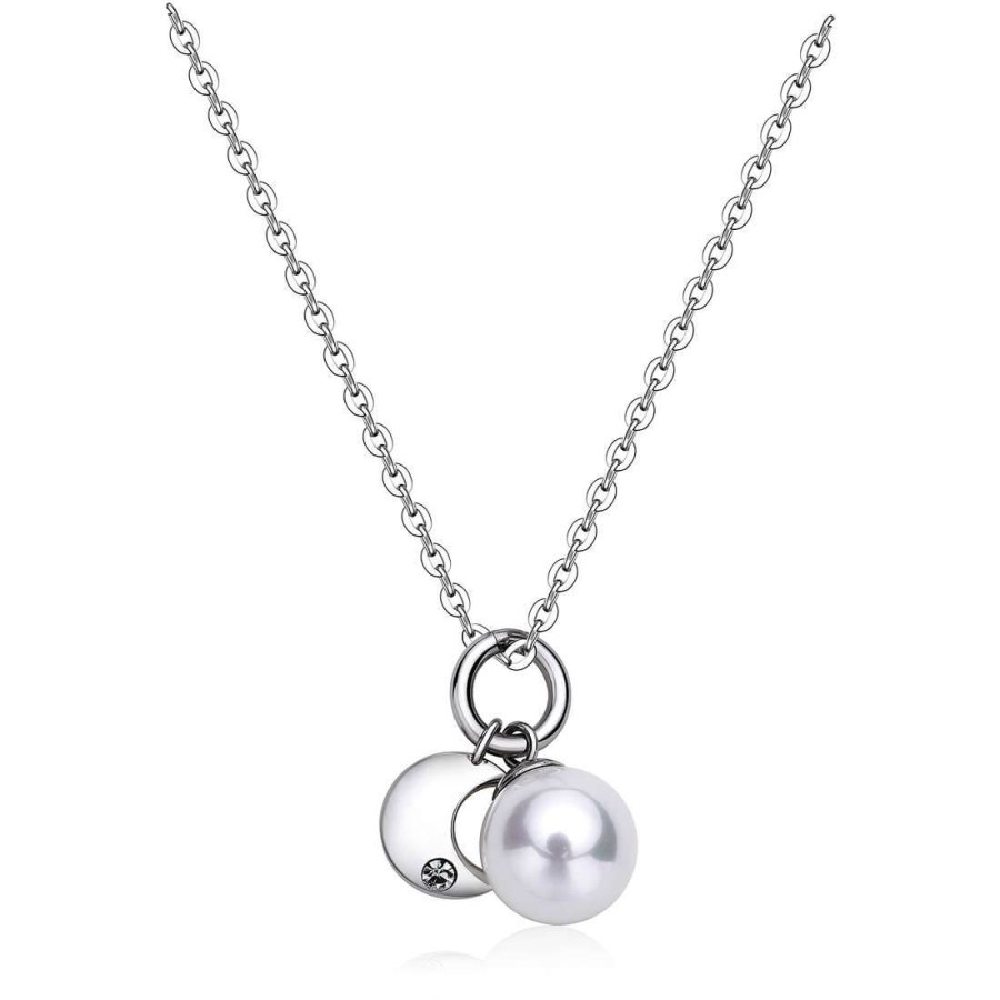 S`Agapõ Ocelový náhrdelník s půlměsícem a perlou DAYS SDY03 - Náhrdelníky