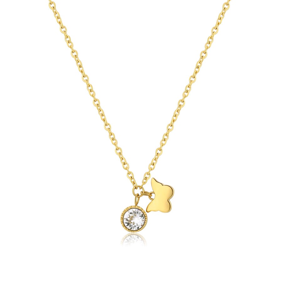 S´Agapõ Pozlacený náhrdelník s krystalem a motýlem Lucky Light SKT26 S´Agapõ Pozlacený náhrdelník s krystalem a motýlem Lucky Light SKT26 - Náhrdelníky