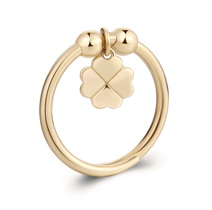S´Agapo Nastavitelný pozlacený prsten Čtyřlístek Feelings SFE38 - Prsteny Otevřené prsteny