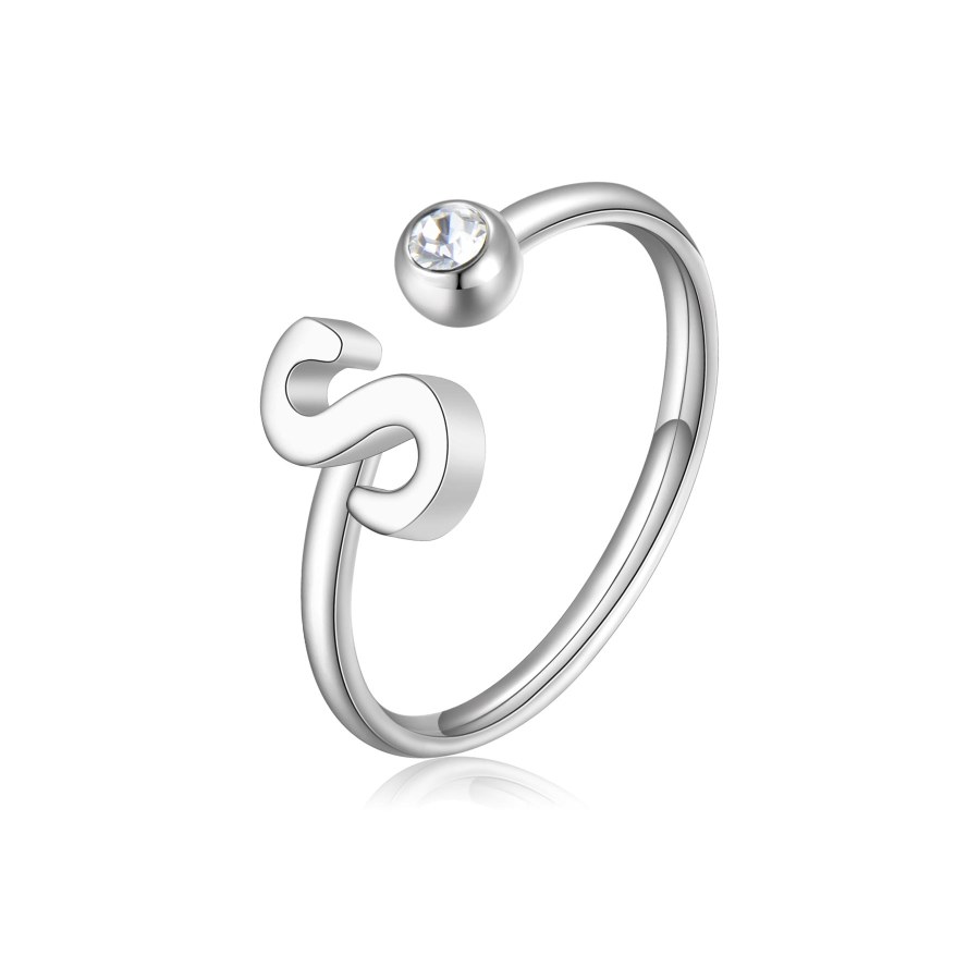 S`Agapõ Stylový ocelový prsten S s krystalem Click SCK189 - Prsteny Otevřené prsteny