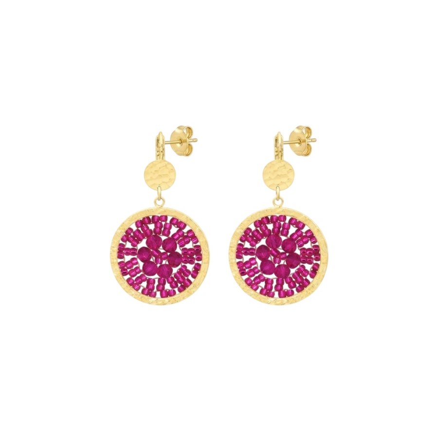 Sàntibé Pozlacené náušnice Fuchsia Mini Solène MINI SOL-FUCH-BO - Náušnice Visací náušnice