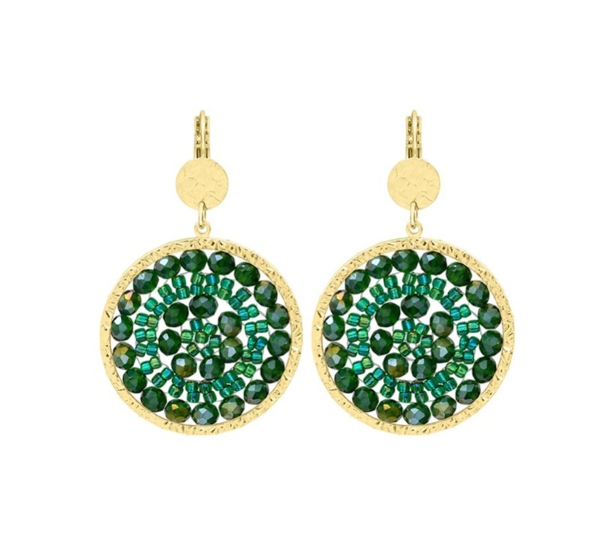 Sàntibé Pozlacené náušnice Oasis Green Mini Solène MINI SOL-OASI-BO