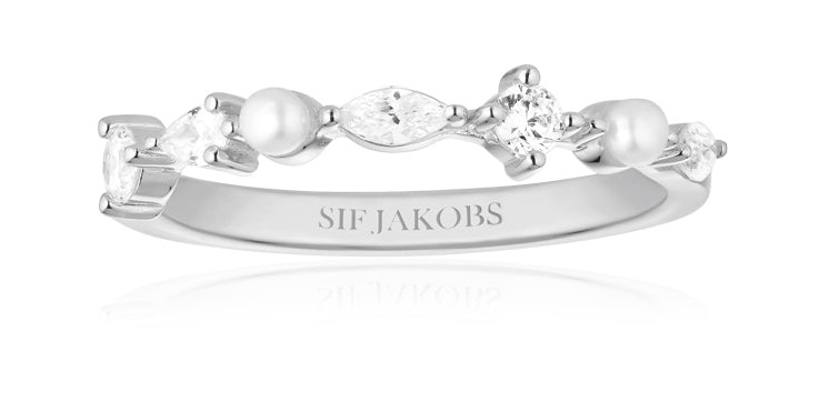 Sif Jakobs Stříbrný prsten s kubickými zirkony a perlami Adria SJ-R12260-PCZ 52 mm - Prsteny Prsteny s kamínkem