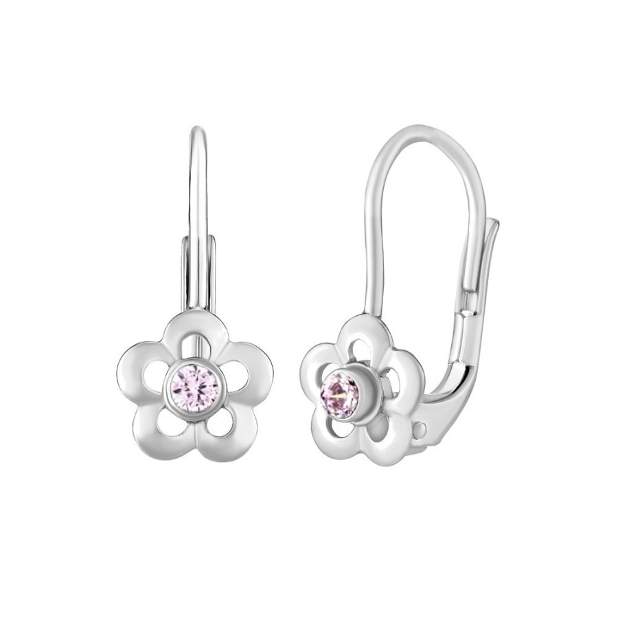 Silvego Dětské stříbrné náušnice květinky se Swarovski® Zirkony SILVEGOB70164LP Silvego Dětské stříbrné náušnice květinky se Swarovski® Zirkony SILVEGOB70164LP - Náušnice Visací náušnice