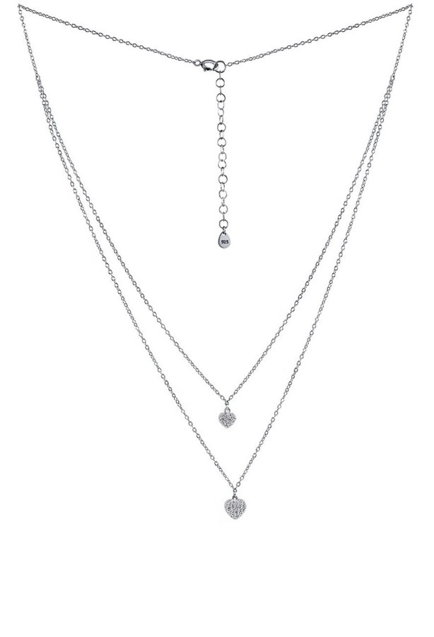 Silvego Dvojitý stříbrný náhrdelník s přívěsky srdce s Brilliance Zirconia MSS165N - Náhrdelníky