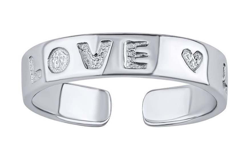 Silvego Otevřený stříbrný prsten na nohu Aisha s nápisem Love PRM11520R - Prsteny Prsteny bez kamínku