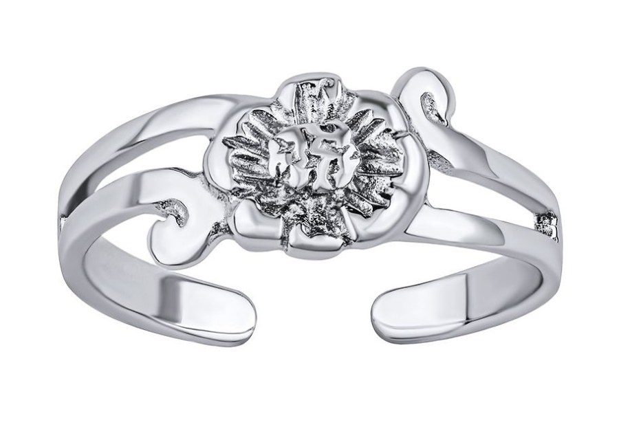 Silvego Otevřený stříbrný prsten na nohu květina Aiko PRM12178R - Prsteny na nohu