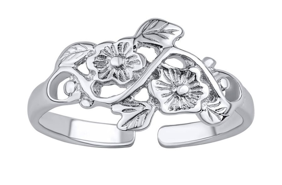 Silvego Otevřený stříbrný prsten na nohu květiny Alisa PRM12185R - Prsteny na nohu