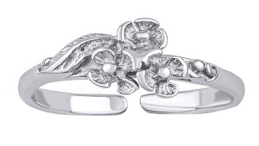 Silvego Otevřený stříbrný prsten na nohu Květiny Almis PRM12188R - Prsteny na nohu
