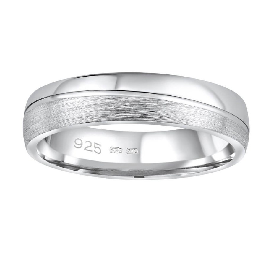Silvego Snubní stříbrný prsten Glamis pro muže i ženy QRD8453M 47 mm - Prsteny Prsteny bez kamínku