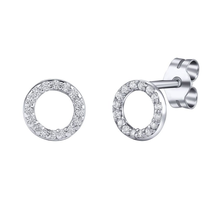 Silvego Stříbrné náušnice pecky kruhy Agnii s&nbsp;Brilliance Zirconia 7 mm ZT182508E - Náušnice Pecky