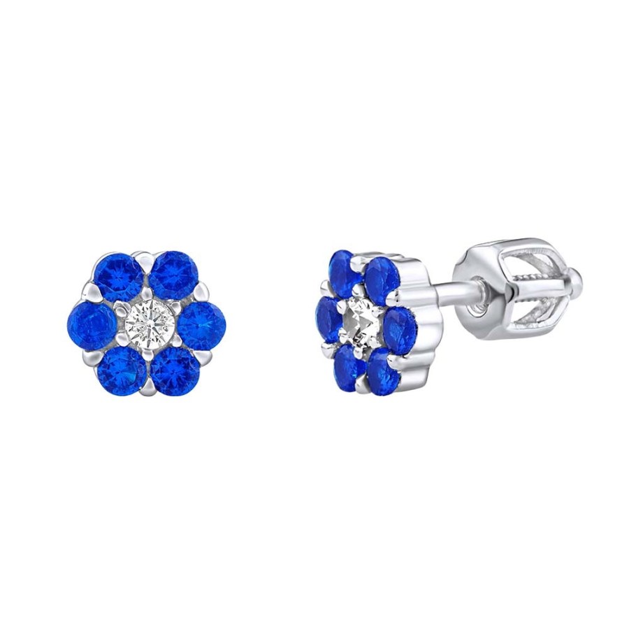 Silvego Stříbrné náušnice pecky pomněnky s čirým a modrým Brilliance Zirconia dámské i dětské SILVEGOB31895SBDB