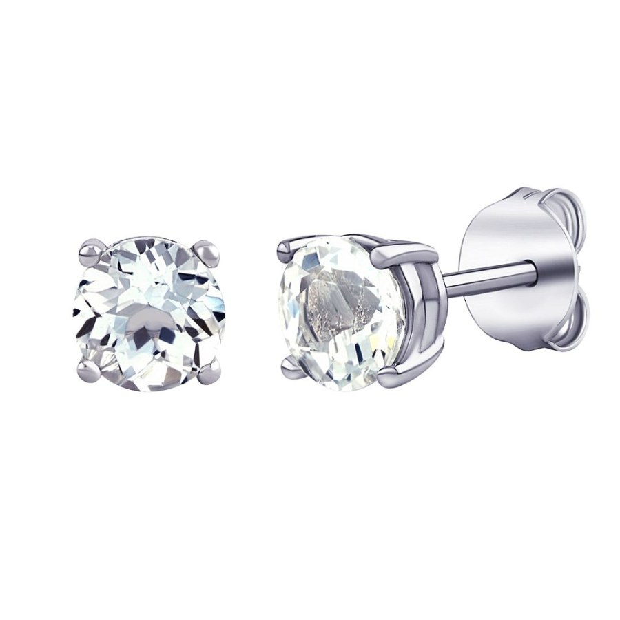 Silvego Stříbrné náušnice pecky s&nbsp;čirým pravým přírodním topazem JJJLRD6ETW - Náušnice Pecky