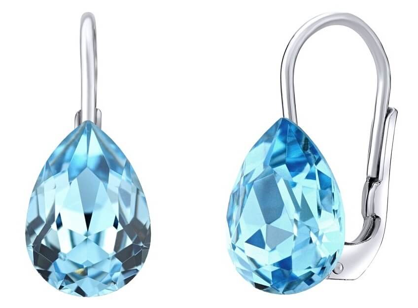 Silvego Stříbrné náušnice s modrými Swarovski® Crystals SILVEGOVSW080E - Náušnice Visací náušnice