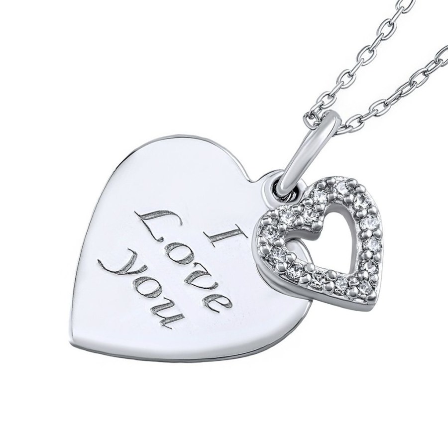 Silvego Stříbrný náhrdelník s přívěskem srdíčka "I love you" ZT131008NW - Náhrdelníky