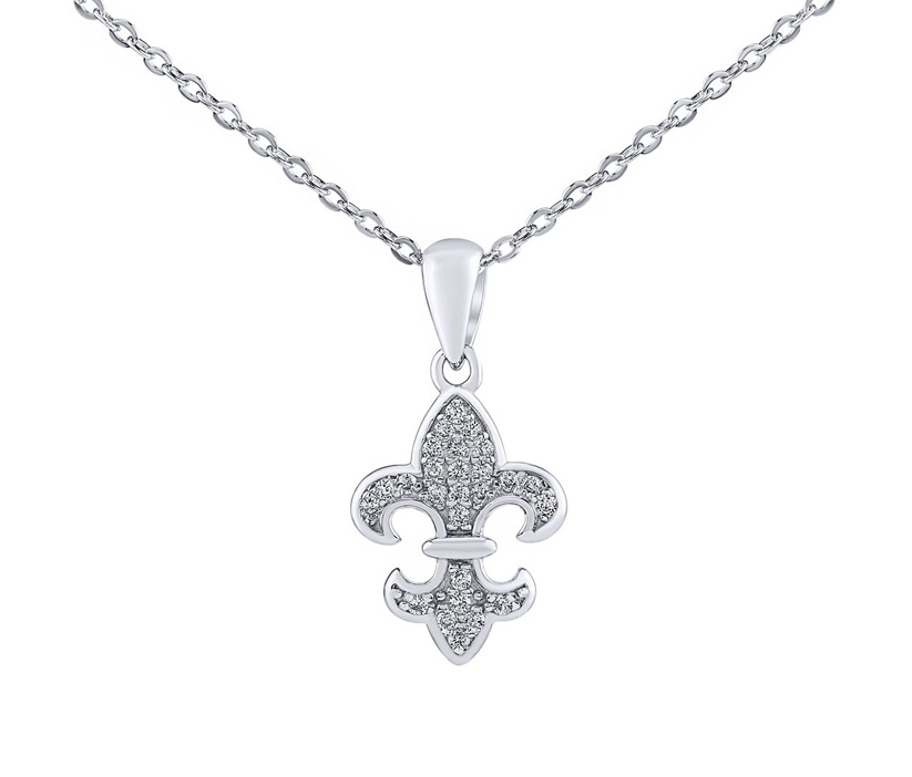 Silvego Stříbrný náhrdelník skautská lilie Henriette s Brilliance Zirconia DCC1608267N - Náhrdelníky