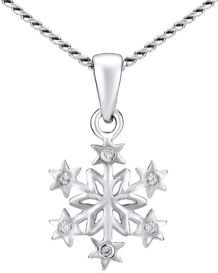 Silvego Stříbrný náhrdelník Sněhová vločka ZTJ81189VSW (řetízek, přívěsek) - Náhrdelníky