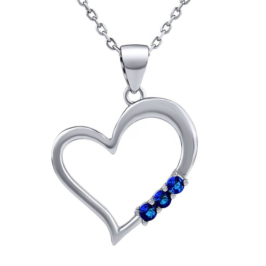 Silvego Stříbrný náhrdelník SRDCE s přívěskem srdíčka s modrými Swarovski Zirconia SILVEGO11580NB - Přívěsky a korálky
