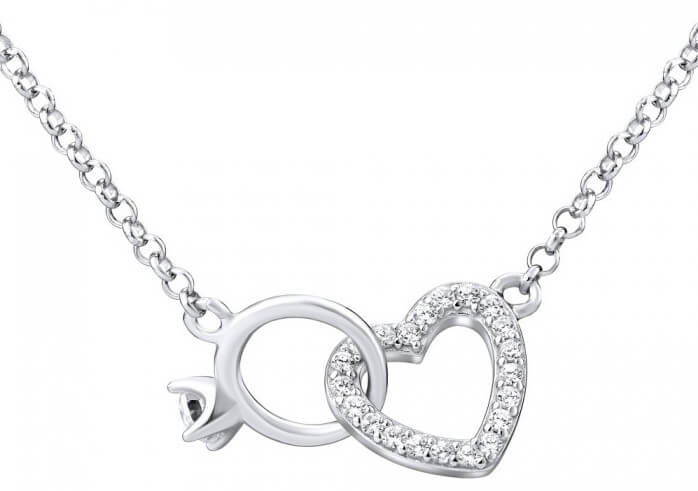 Silvego Stříbrný náhrdelník srdce propojené s prstýnkem MWN01149 - Náhrdelníky