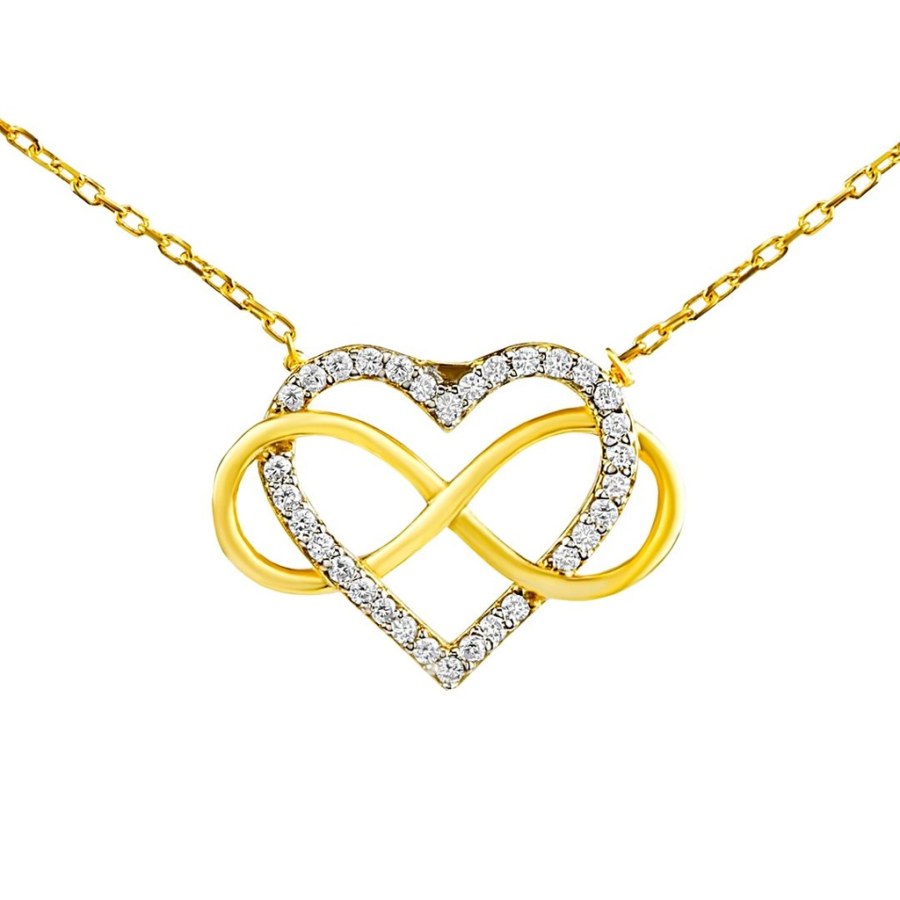 Silvego Stříbrný/pozlacený náhrdelník Belisa srdce a Infinity s Brilliance Zirconia PRGPK0068N - Náhrdelníky