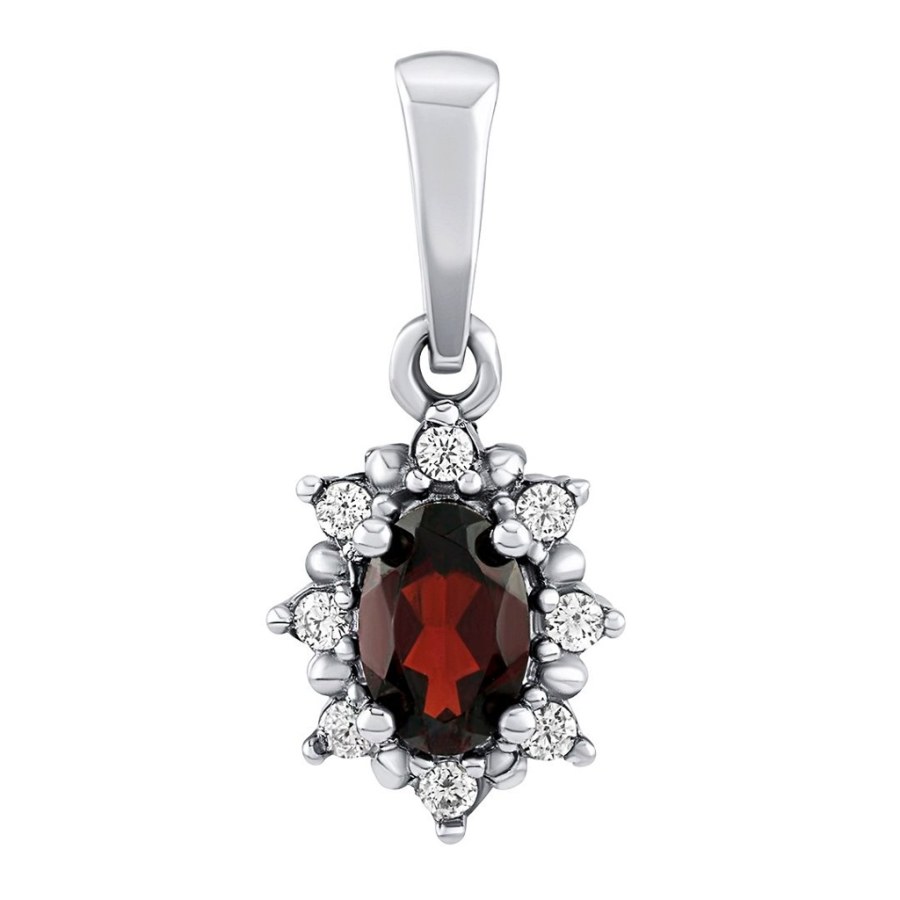 Silvego Stříbrný přívěsek Lina s&nbsp;přírodním granátem a&nbsp;Brilliance Zirconia JSW1001SGR - Přívěsky Přívěsky na řetízky