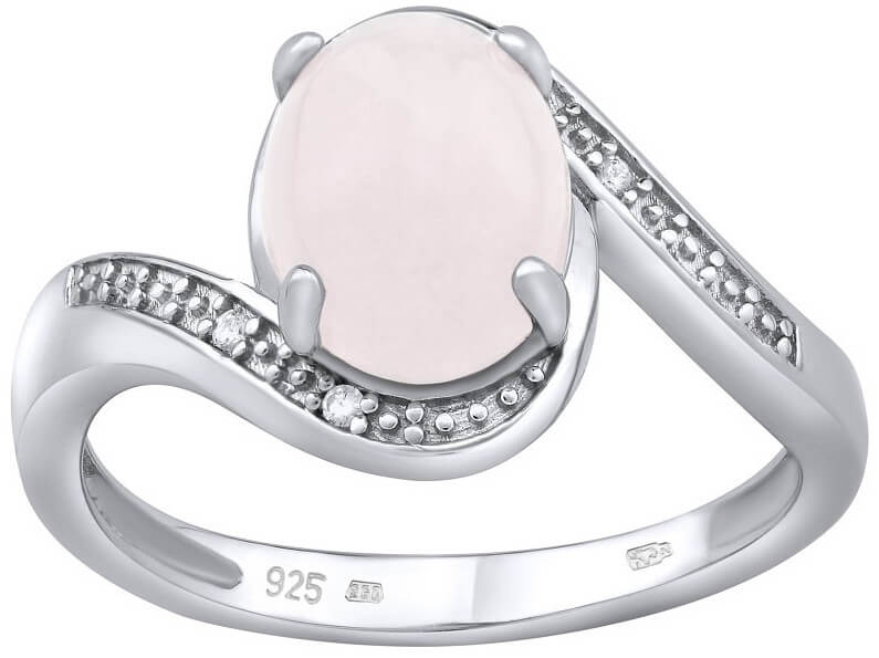 Silvego Stříbrný prsten s přírodním růženínem JST14809RO 50 mm - Prsteny Prsteny s kamínkem