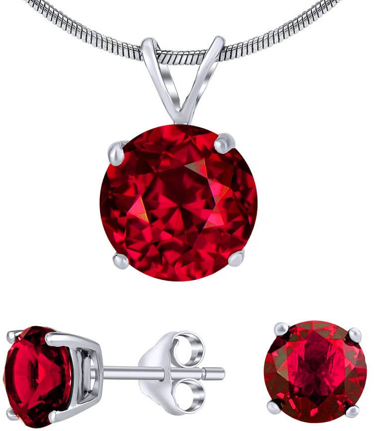 Silvego Stříbrný set šperků s křišťálovým sklem JJJS7RR1 (náušnice, přívěsek) - Sety šperků Soupravy šperků