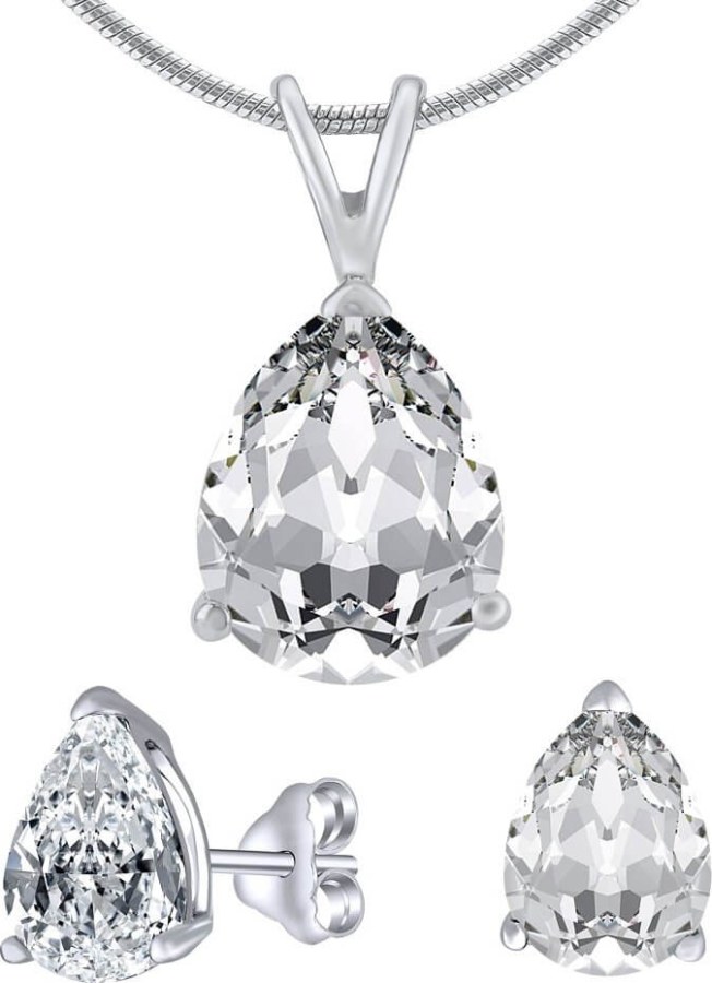 Silvego Stříbrný set šperků s čirým křišťálovým sklem JJJS8888 (náušnice, přívěsek) - Sety šperků Soupravy šperků