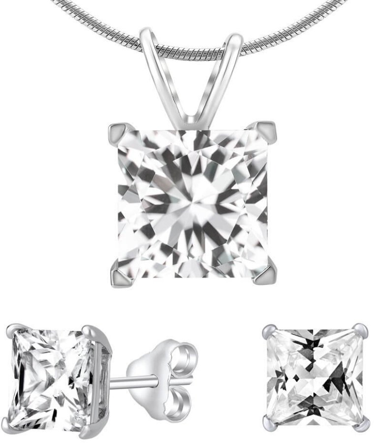 Silvego Stříbrný set šperků s čirým křišťálovým sklem JJJSQ55 (náušnice, přívěsek)
