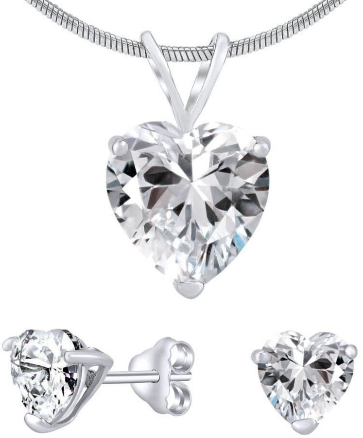 Silvego Stříbrný set šperků s čirým křišťálovým sklem JJJHEART01 (náušnice, přívěsek) - Sety šperků Soupravy šperků