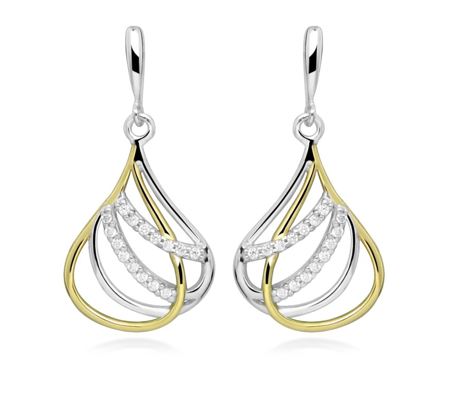 Silver Cat Elegantní visací náušnice ze stříbra Bicolor SC610 Silver Cat Elegantní visací náušnice ze stříbra Bicolor SC610 - Náušnice Visací náušnice