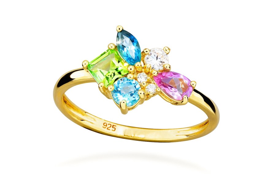 Silver Cat Hravý pozlacený prsten Colored stones SC625 54 mm Silver Cat Hravý pozlacený prsten Colored stones SC625 54 mm - Prsteny Prsteny s kamínkem