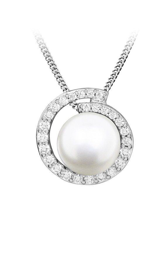 Silver Cat Jedinečný stříbrný náhrdelník s pravou perlou SC483 (řetízek, přívěsek) - Náhrdelníky