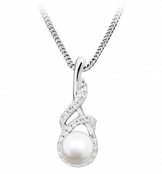 Silver Cat Něžný náhrdelník s perlou a zirkony SC413 - Náhrdelníky
