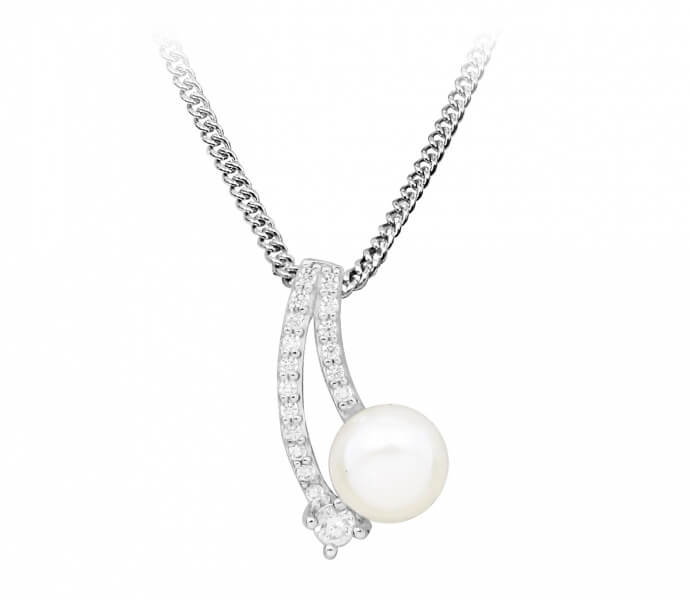 Silver Cat Něžný náhrdelník s perlou a zirkony SC416 - Náhrdelníky