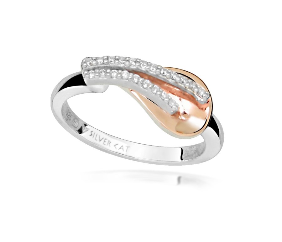 Silver Cat Něžný stříbrný prsten se zirkony Bicolor SC605 54 mm Silver Cat Něžný stříbrný prsten se zirkony Bicolor SC605 54 mm - Prsteny Prsteny s kamínkem