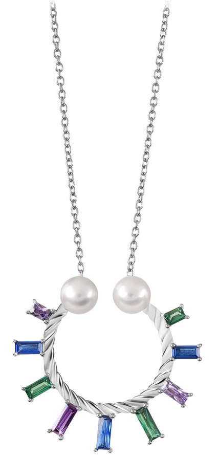 Silver Cat Dámský náhrdelník se zirkony a perlami SC349 - Náhrdelníky