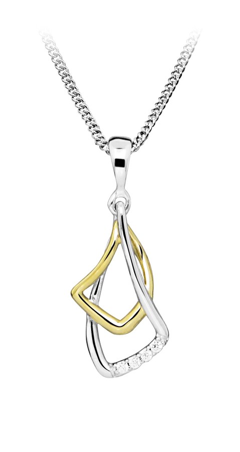 Silver Cat Půvabný bicolor náhrdelník s kubickými zirkony SC467 (řetízek, přívěsek) - Náhrdelníky