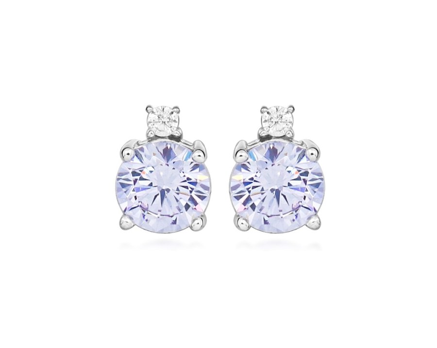 Silver Cat Stříbrné náušnice se syntetickým ametystem Colored Stones SC657
