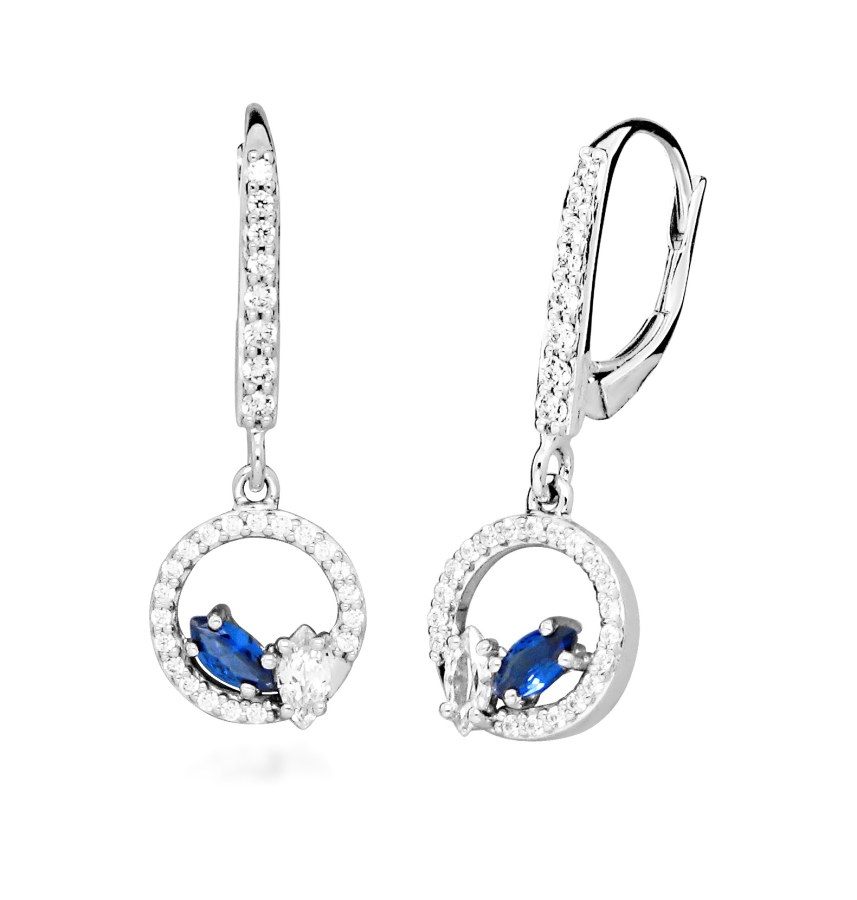 Silver Cat Stříbrné náušnice se zirkony a syntetickými safíry Colored Stones SC630 Silver Cat Stříbrné náušnice se zirkony a syntetickými safíry Colored Stones SC630 - Náušnice Visací náušnice
