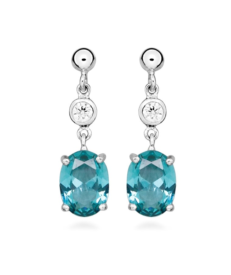 Silver Cat Stříbrné náušnice se syntetickým turmalínem Colored Stones SC624