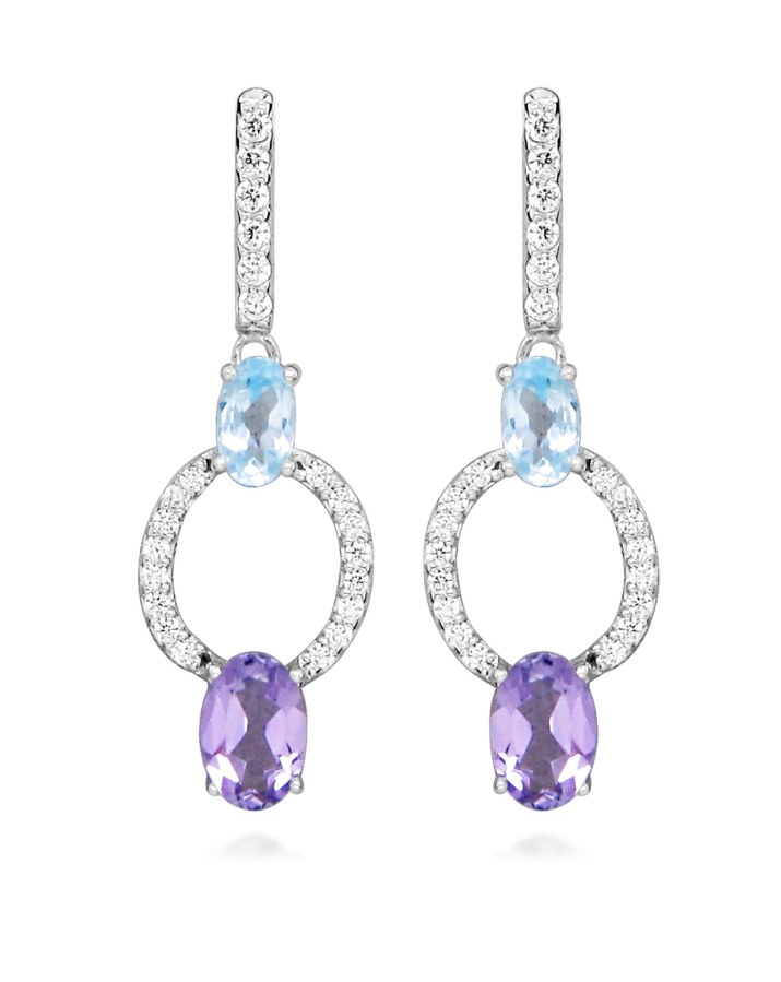 Silver Cat Stříbrné visací náušnice s kubickými zirkony Colored Stones SC636 Silver Cat Stříbrné visací náušnice s kubickými zirkony Colored Stones SC636 - Náušnice Visací náušnice