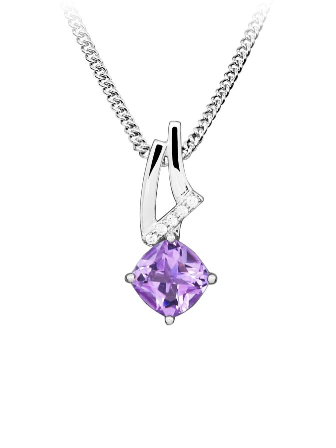 Silver Cat Stříbrný náhrdelník s&nbsp;ametystem Colored stones SC674 (řetízek, přívěsek) - Náhrdelníky Náhrdelníky s&nbsp;kameny