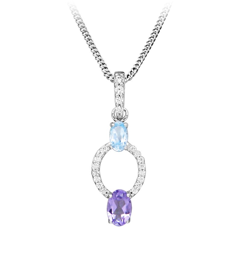Silver Cat Stříbrný náhrdelník se zirkony Colored stones SC635 (řetízek, přívěsek) Silver Cat Stříbrný náhrdelník se zirkony Colored stones SC635 (řetízek, přívěsek) - Náhrdelníky