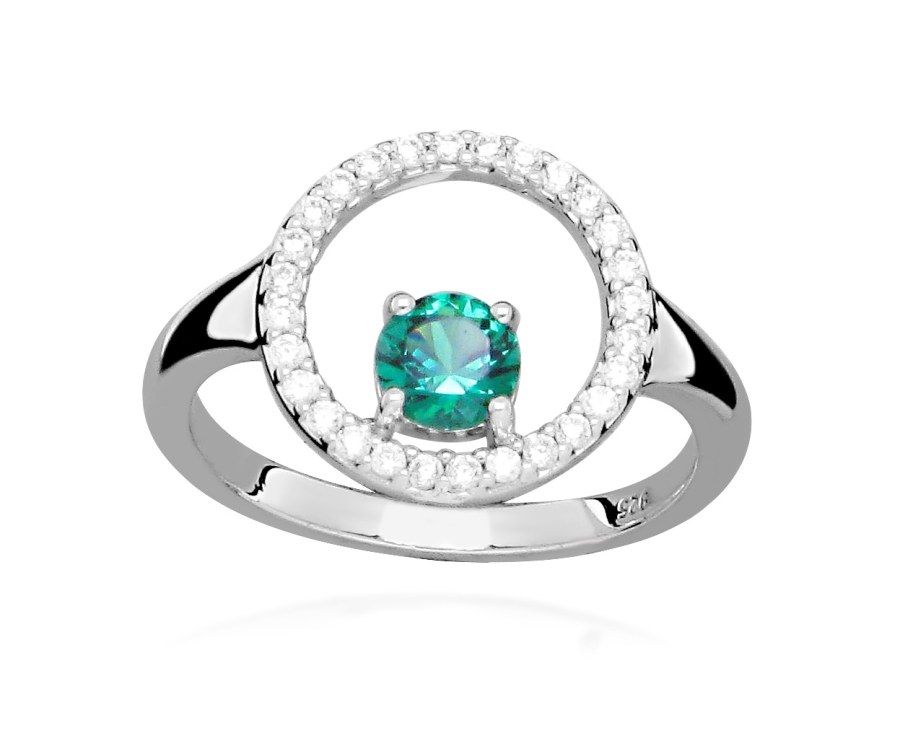 Silver Cat Stříbrný prsten se zirkony a syntetickým smaragdem Colored stones SC631 58 mm Silver Cat Stříbrný prsten se zirkony a syntetickým smaragdem Colored stones SC631 58 mm - Prsteny Prsteny s kamínkem