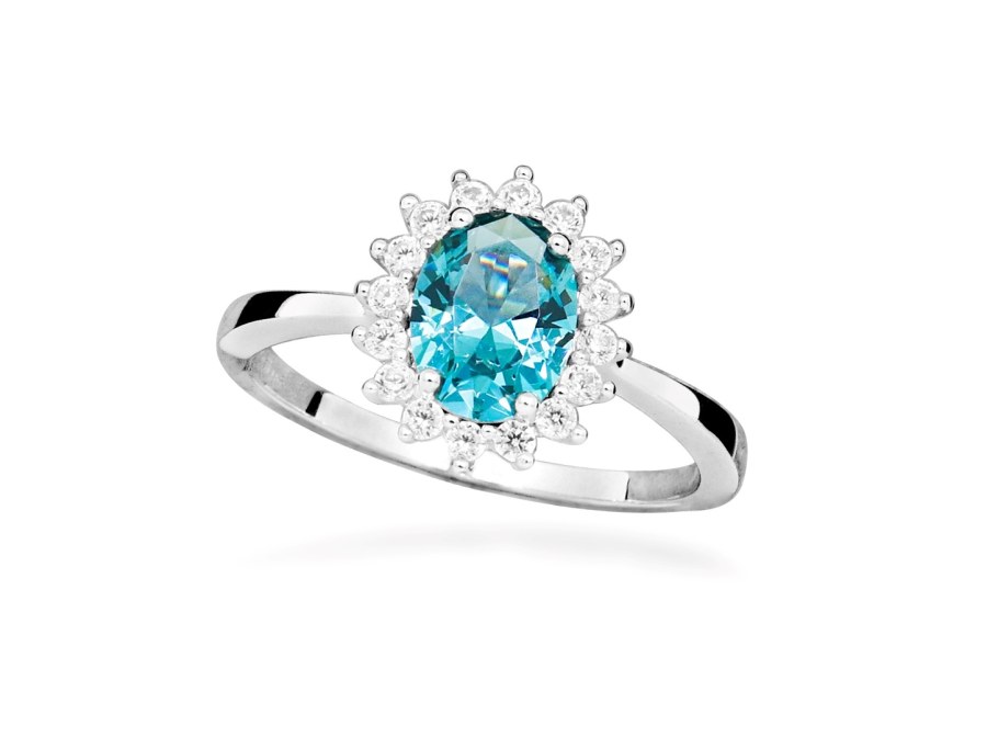 Silver Cat Stříbrný prsten se zirkony a syntetickým turmalínem Colored stones SC644 52 mm